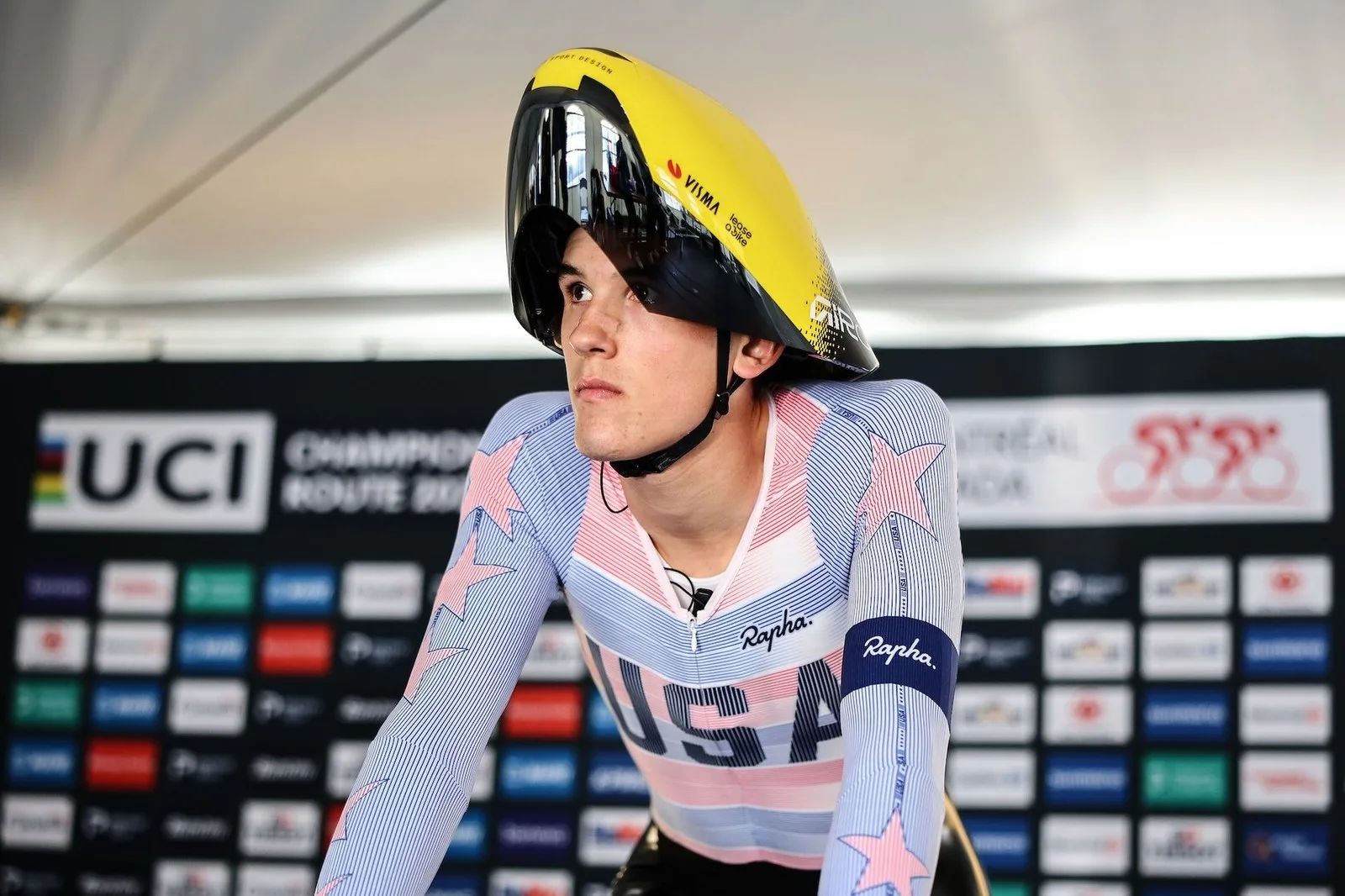 Ashlin Barry of Team USA prior to the U23 ITT race at 2026 UCI Road World Championships, where he finished fourth