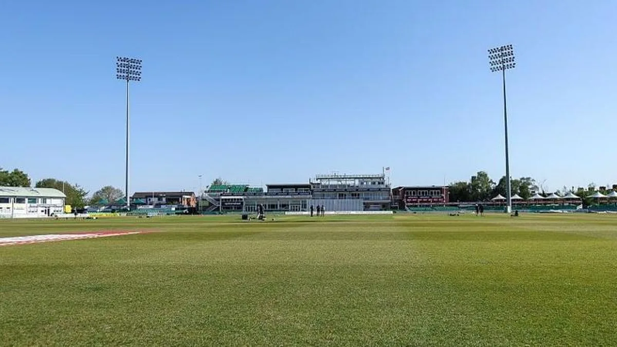 A general view across the pitch at Grace Road on a sunny day