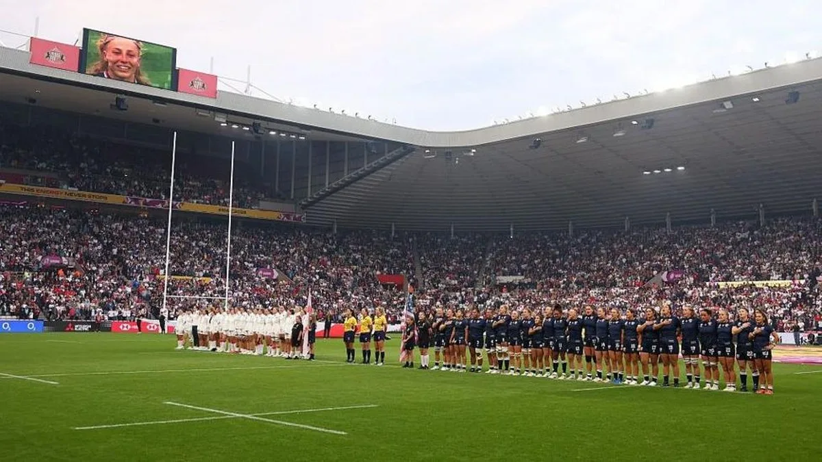 England line up for anthems against the United States