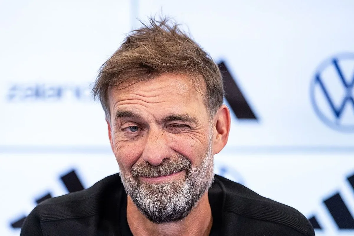 Jurgen Klopp at his first press conference as Germany boss