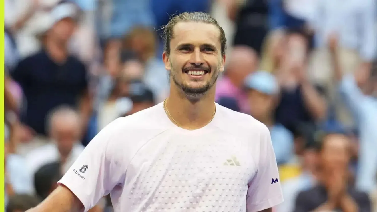 Pictured: Alexander Zverev reacts after winning
