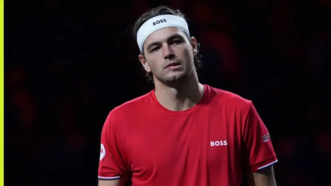 Taylor Fritz during his 2026 Laver Cup match against Carlos Alcaraz.