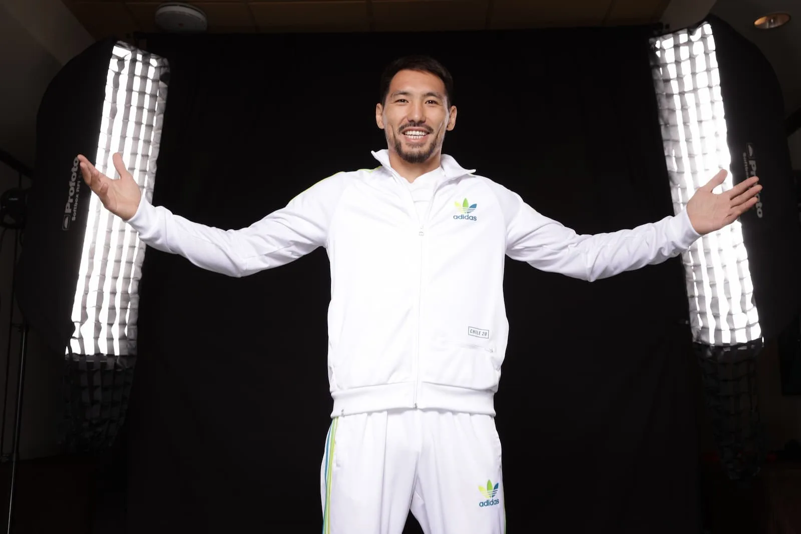 Janibek Alimkhanuly poses at the Top Rank studio at Palms Casino Resort