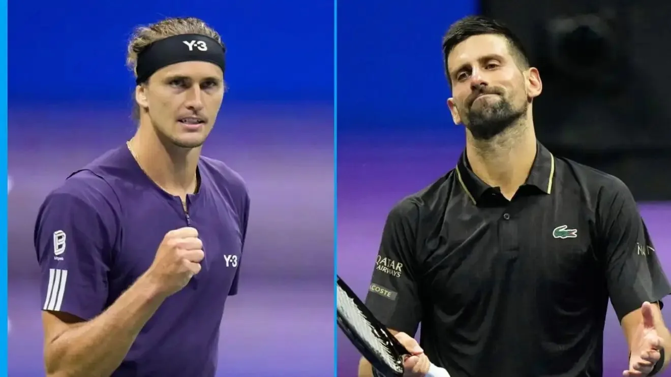 Pictured: Alexander Zverev and Novak Djokovic