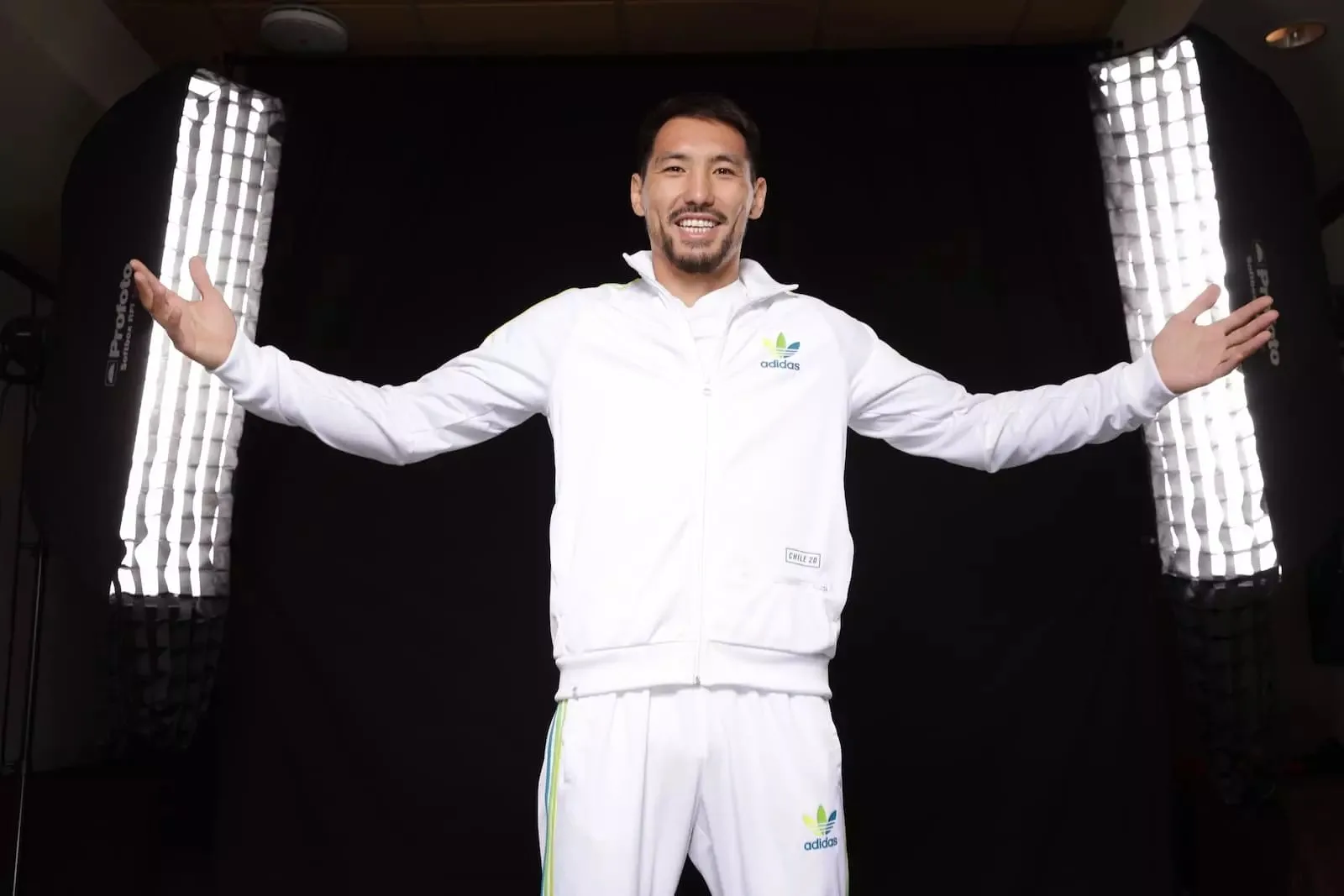 Janibek Alimkhanuly poses at the Top Rank studio at Palms Casino Resort