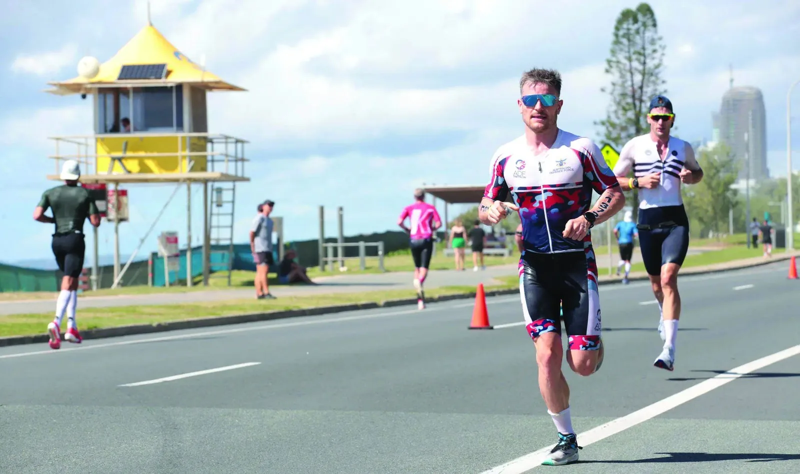 Man running during a triathlon