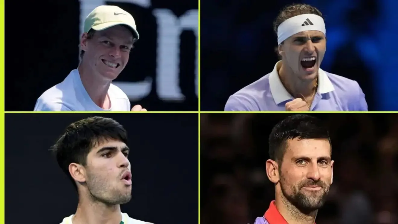 Jannik Sinner, Alexander Zverev, Carlos Alcaraz and Novak Djokovic