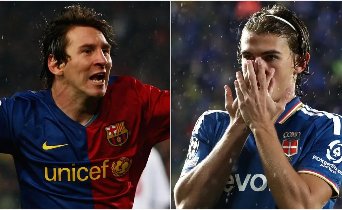 Lionel Messi (left) and Nico Paz (right)