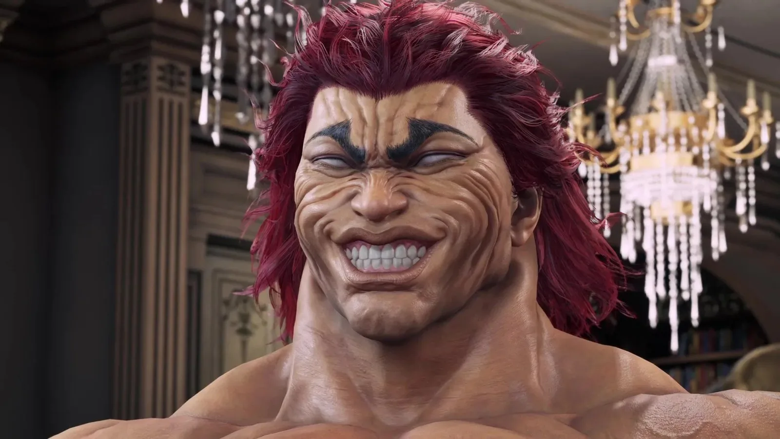 Yujiro Hanma smiling creepily in Tekken 8