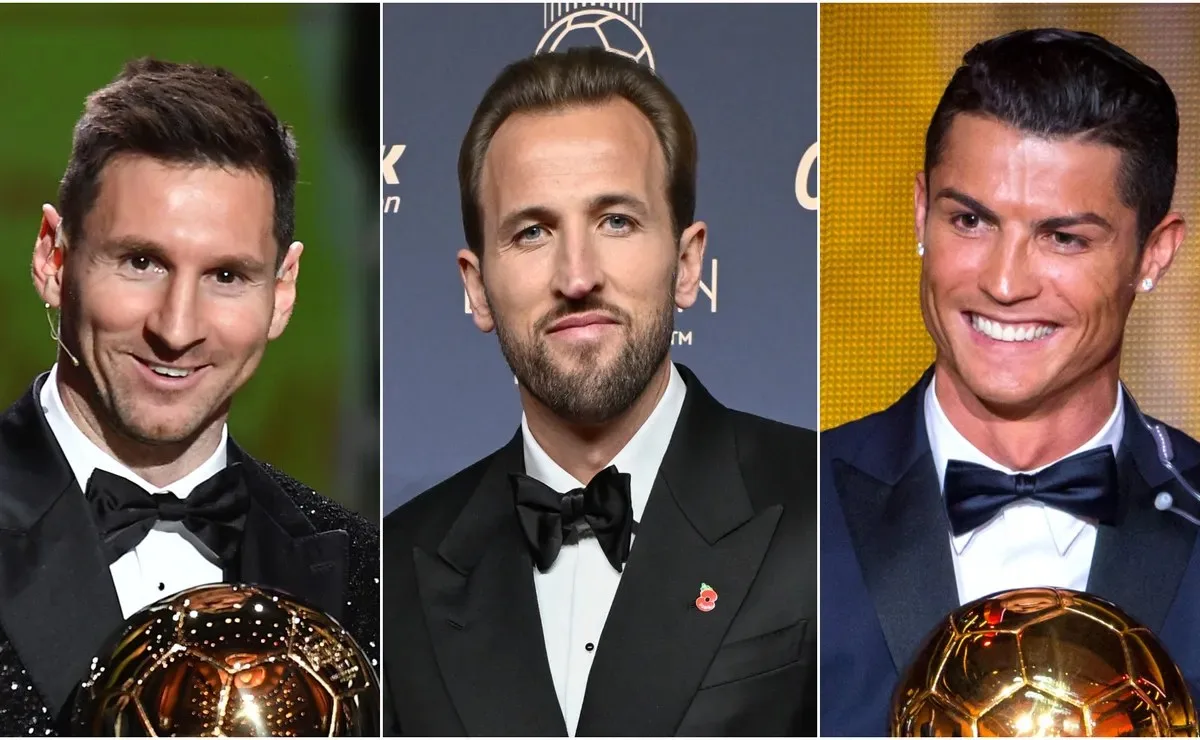 Lionel Messi, Harry Kane, and Cristiano Ronaldo
